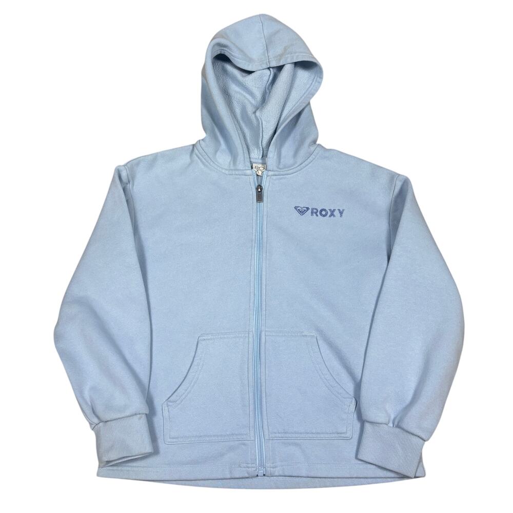 y2k 2000s style ROXY zip up hoodie blue womens XS/S summer surfwear indie emo